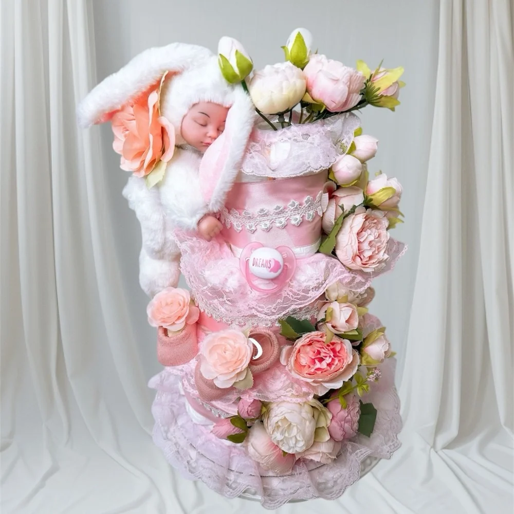 Bunny Diaper Cake, Flowers Diaper cake